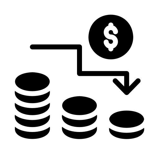 Arrow Trend Down Graph Chart Statistic Decrease Icon Download - Elegant Abstract Illustration - Ultra HD