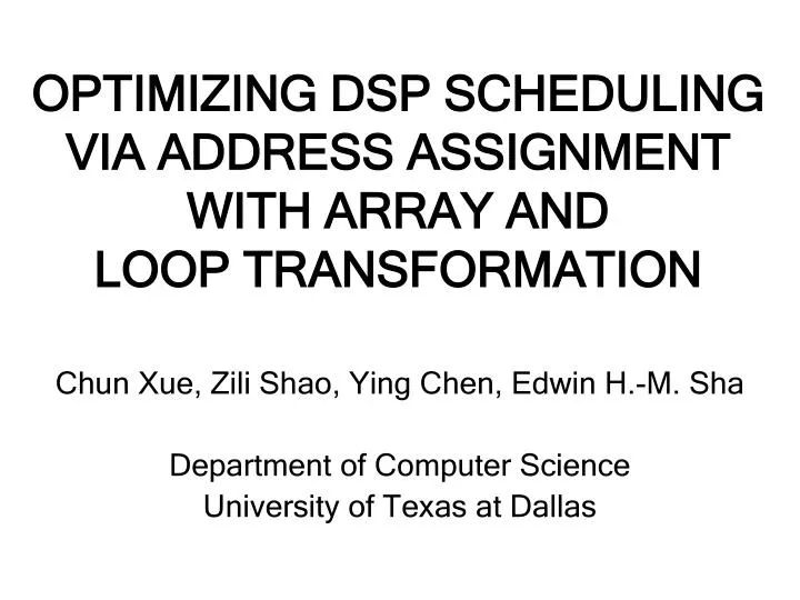 Pdf Optimizing Dsp Scheduling Via Address Assignment With Array And Loop Transformation - Download Elegant Dark Pattern | High Resolution