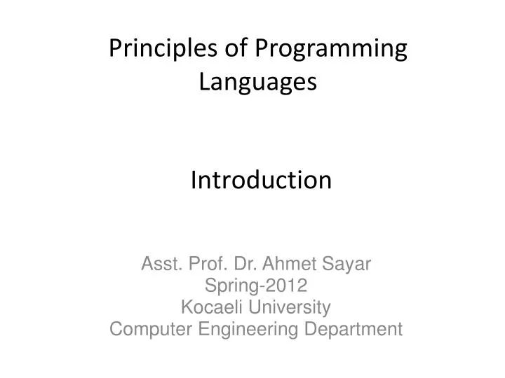 PPT - Principles of Programming Languages PowerPoint Presentation, free ...