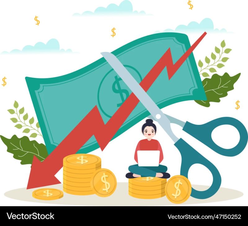 Cost Reduction Euro Decrease Flat Vector Stock Vector Royalty Free - Professional Minimal Photo - Retina