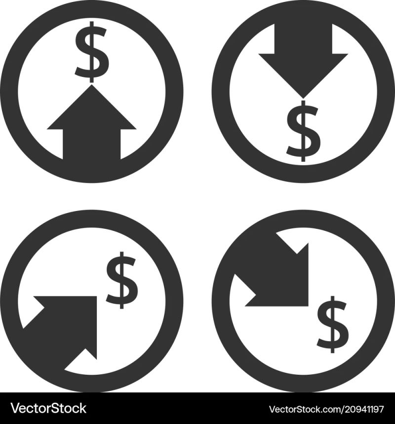 Dollar Increase Decrease Icon Money Symbol With Arrow Vector - Gorgeous Mountain Background - Retina