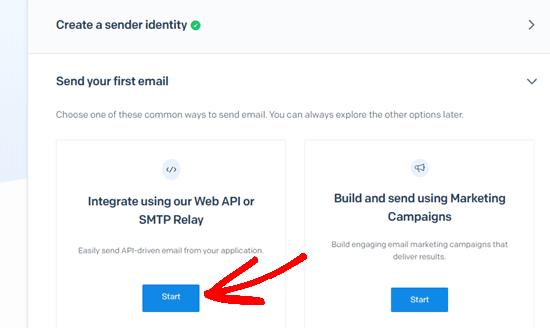 Click the Start button under the Web API and SMTP Relay option Click the Start button under the Web API and SMTP Relay option