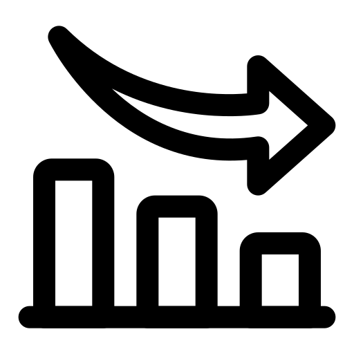 Curved Down Arrow Icon Set Decrease Bankrupt Loss Concept 45694975 - Elegant Vintage Art - High Resolution