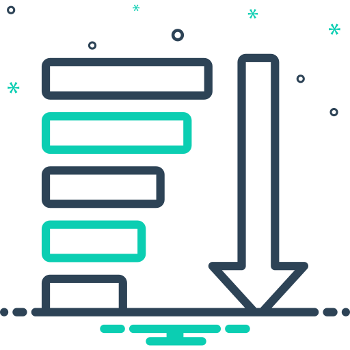 Statistic Graph Icon With Downward Decrease Arrow Powerpoint - Download Ultra HD Colorful Background | HD