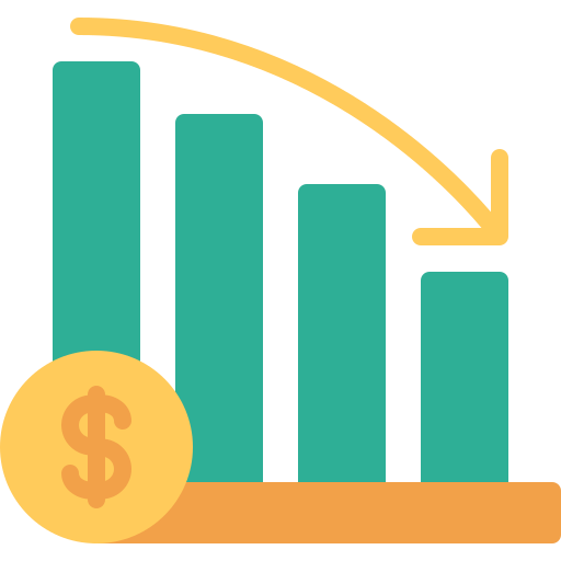 Dollar Graph Loss Decrease Business Icon Download On Iconfinder - Modern Desktop Vintage Illustrations | Free Download