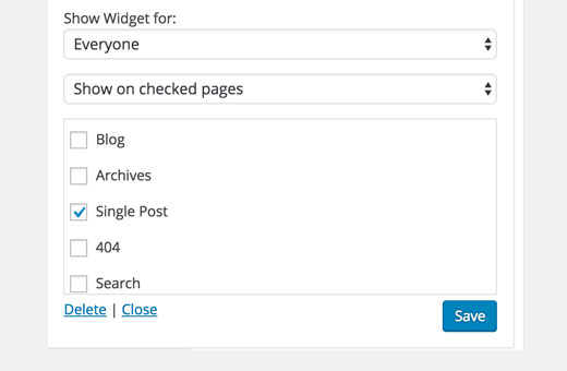 Display widget rules