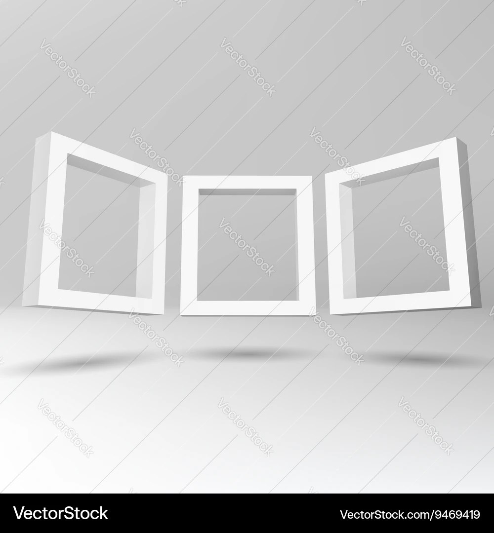 This lightweight aluminum tube frame with a diameter of 32 mm is equipped with a stretch textile fabric with zipper. Three White Rectangular 3d Frames Royalty Free Vector Image