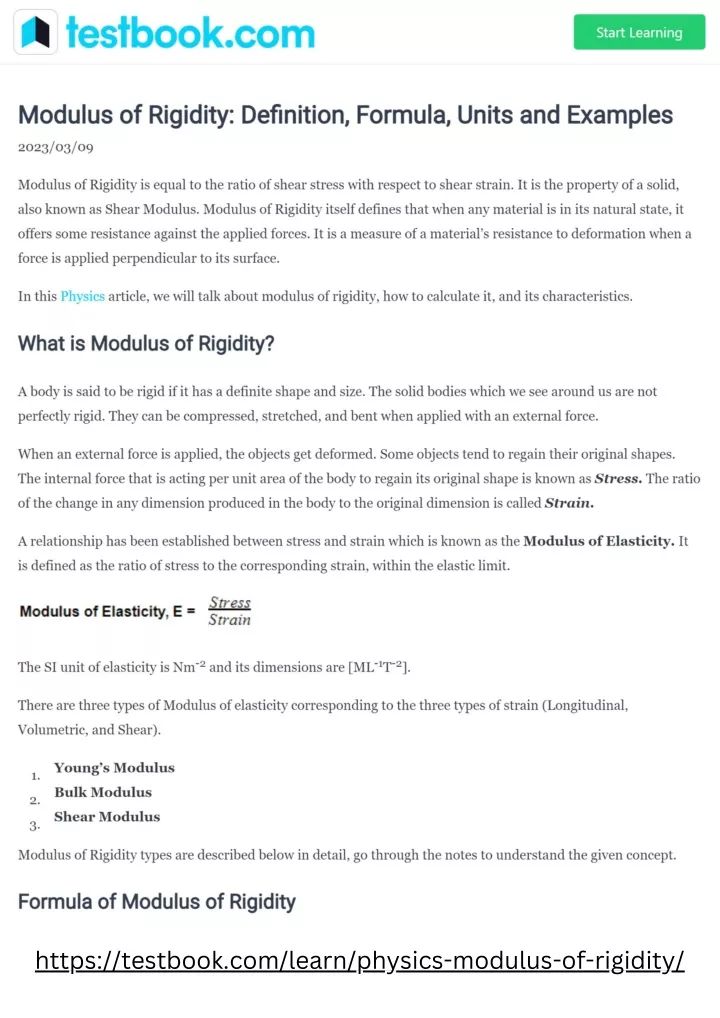 Quiz Worksheet Modulus Of Rigidity Formula Study Com - Best Landscape Patterns in HD