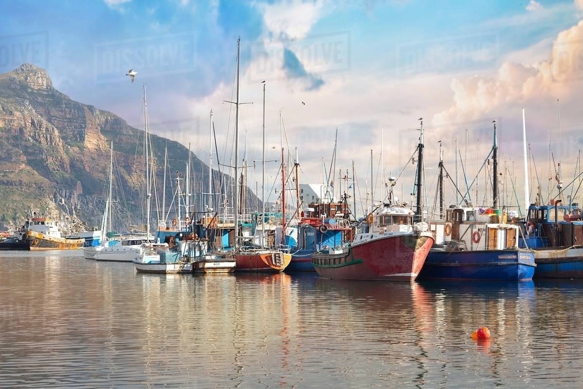 Picturesque View Of Boats Hout Bay Cape Town South Africa