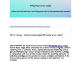 Ppt How Do I Fix Ink Or Toner Related Hp Printer Error Codes