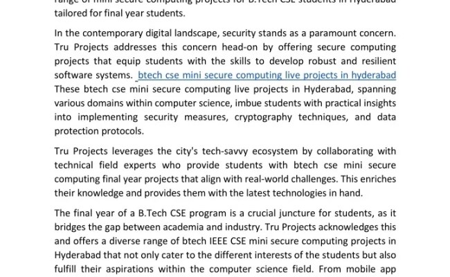 PPT - Btech CSE Mini Secure Computing Projects For Final Year Students ...