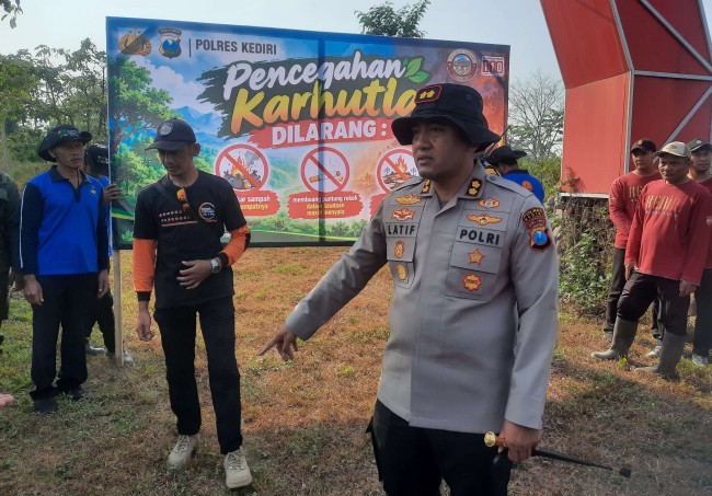 Hadapi Potensi Bencana di Gunung Kelud, Polres Kediri Gelar Apel Bersama