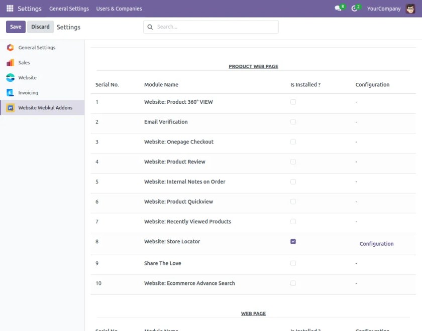 website locater configuration