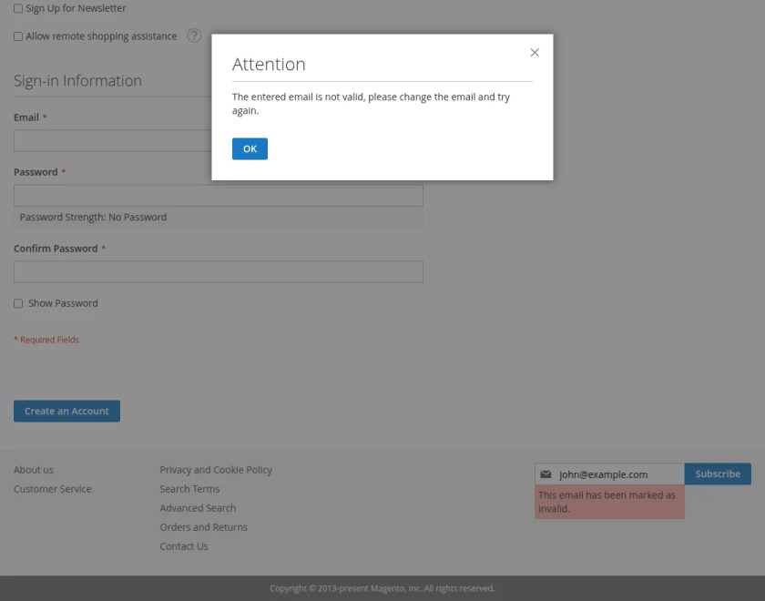 newsletter restriction