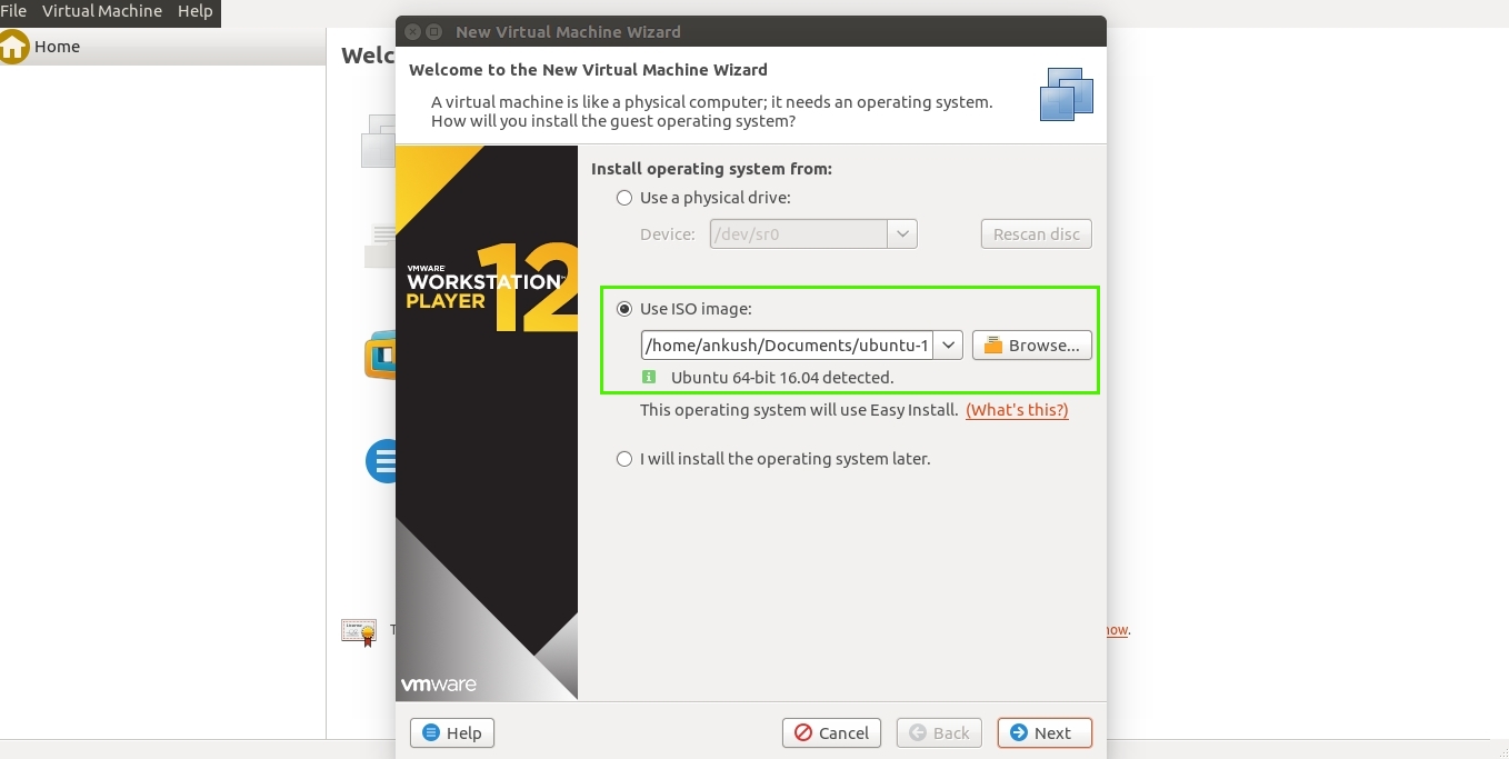 virtual machine ISO image