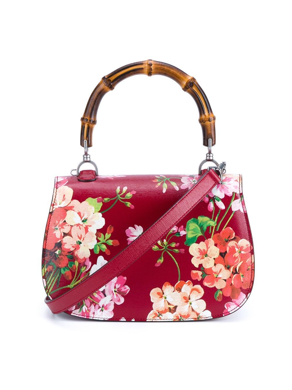 Kate spade new york spot the spade necklace white. Lyst - Gucci Floral Print Shoulder Bag in Red
