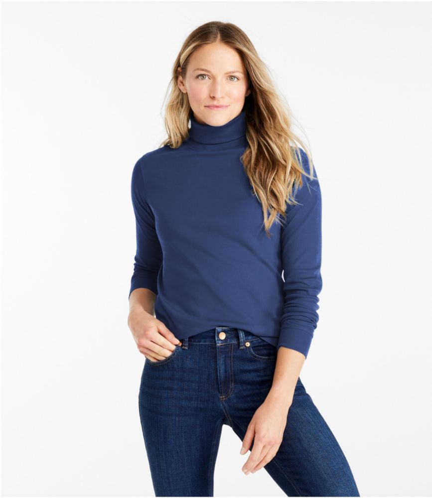 womens llbean interlock turtleneck long-sleeve tees knit tops at llbean on women's cotton blend turtlenecks