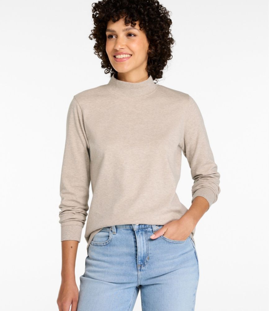 womens llbean interlock mock-turtleneck long-sleeve tees knit tops at llbean on women's all cotton turtlenecks