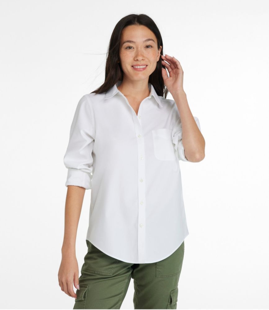 womens wrinkle-free pinpoint oxford shirt long-sleeve relaxed fit shirts button-downs at llbean on women's no iron oxford shirts