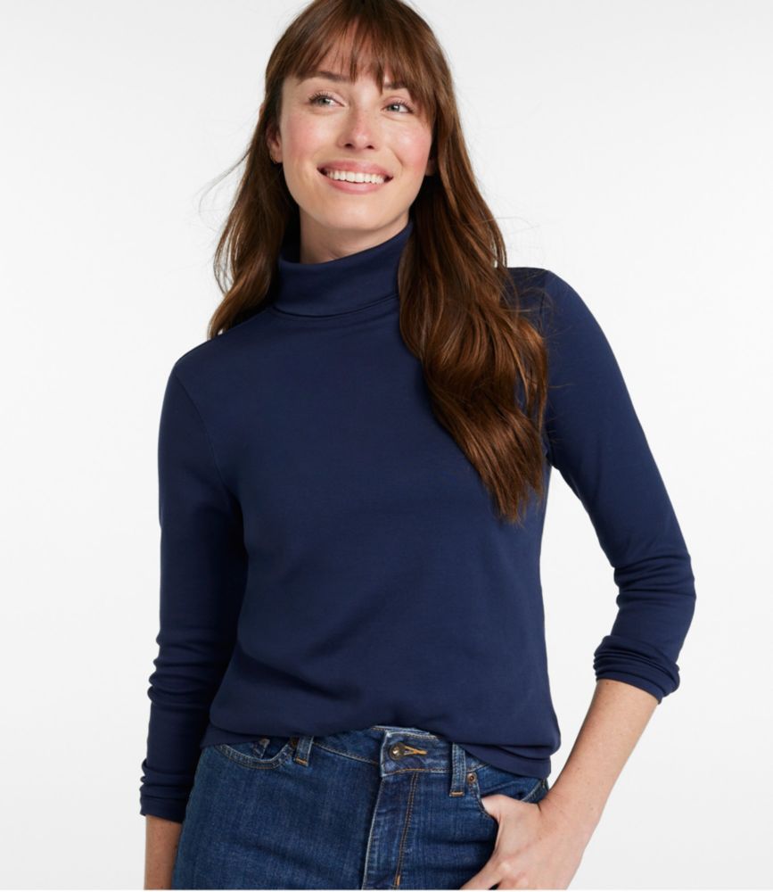 womens pima cotton turtleneck long-sleeve tees knit tops at llbean on women's heavy cotton turtlenecks