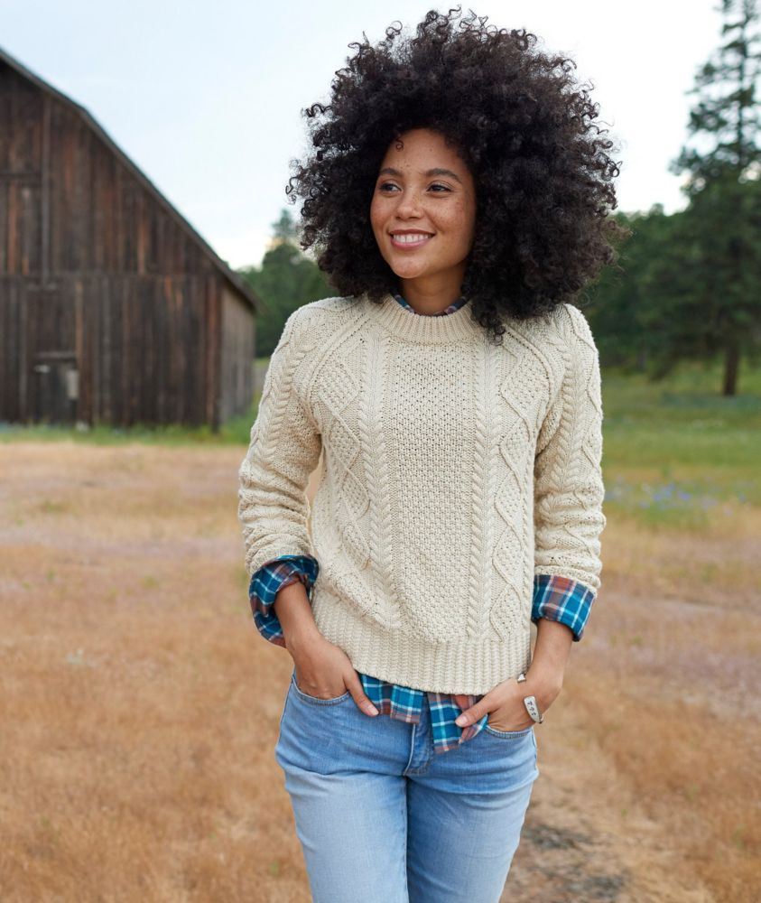 womens signature cotton fisherman sweater sweaters at llbean on women's fisherman sweater uk