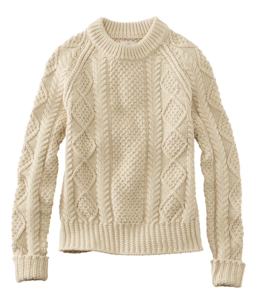 womens signature cotton fisherman sweater sweaters at llbean on women's fisherman sweater cream