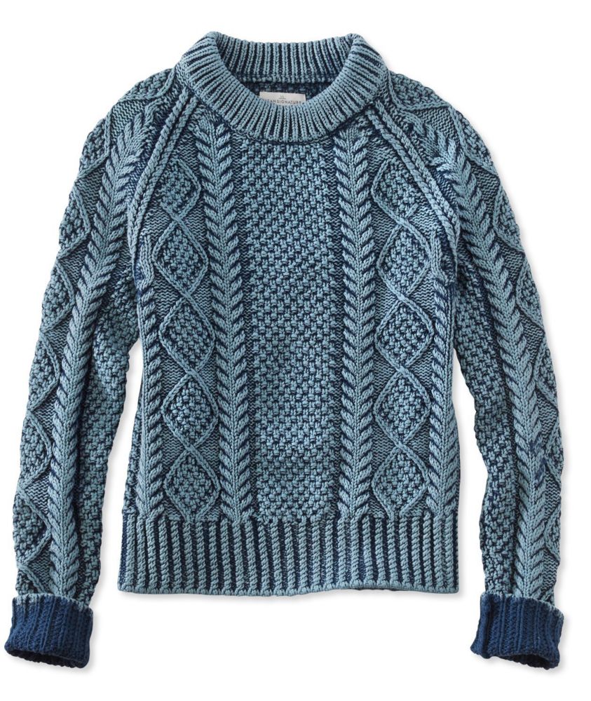 womens signature cotton fisherman sweater washed sweaters at llbean on women's fisherman sweater cotton