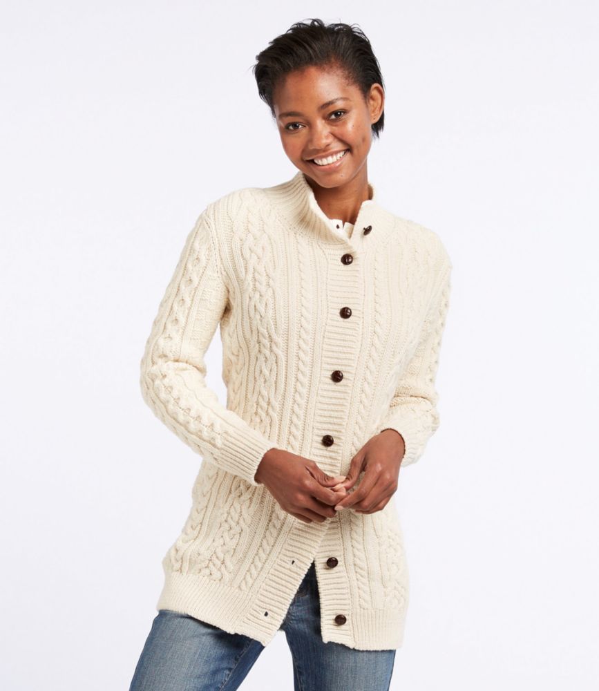 womens 1912 heritage irish fisherman sweater long cardigan sweaters at llbean on women's fisherman sweater cardigan