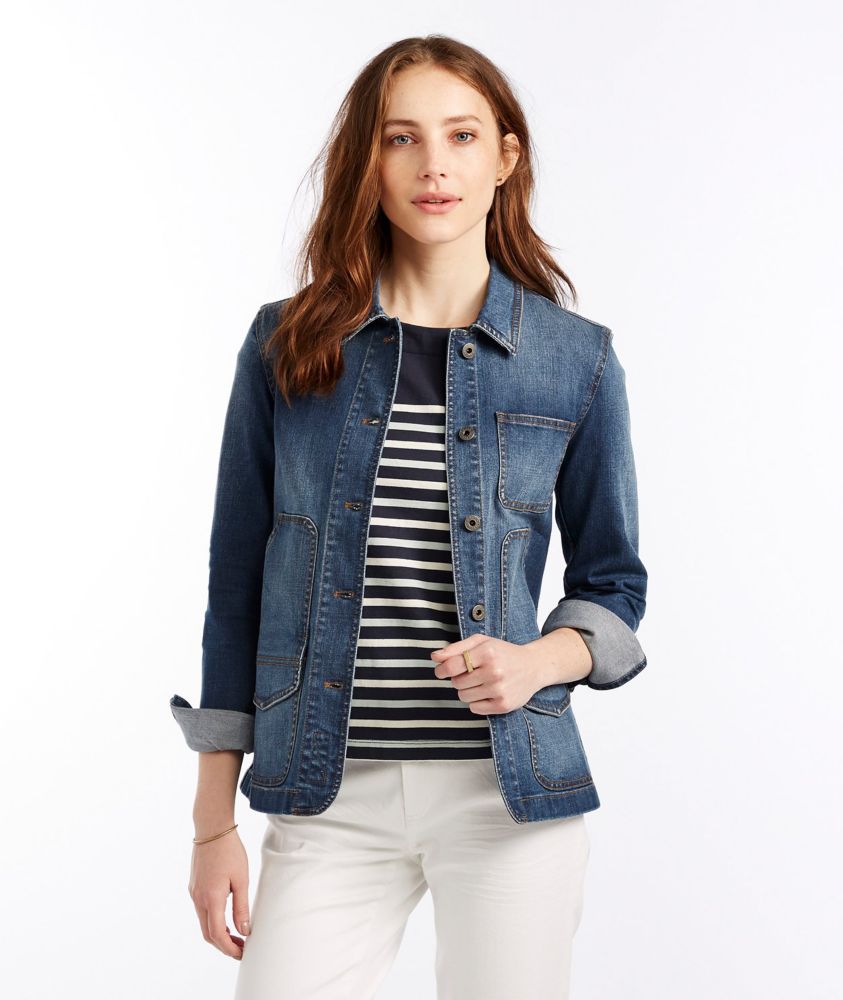 womens signature denim barn jacket womens at llbean on women's denim barn jacket