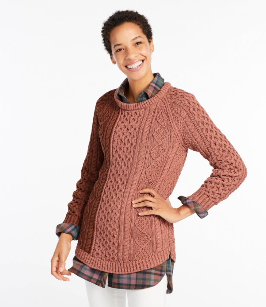 Our women's signature cotton fisherman tunic sweater, plaited. Women S Signature Cotton Fisherman Tunic Sweater Colorblock Sweaters At L L Bean