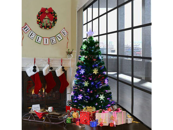 Almost nothing is as quintessential christmassy as a beautifully adorned evergreen tree. Costway 4ft Pre Lit Fiber Optic Christmas Tree Multicolor Lights Green The Daily Dot Store