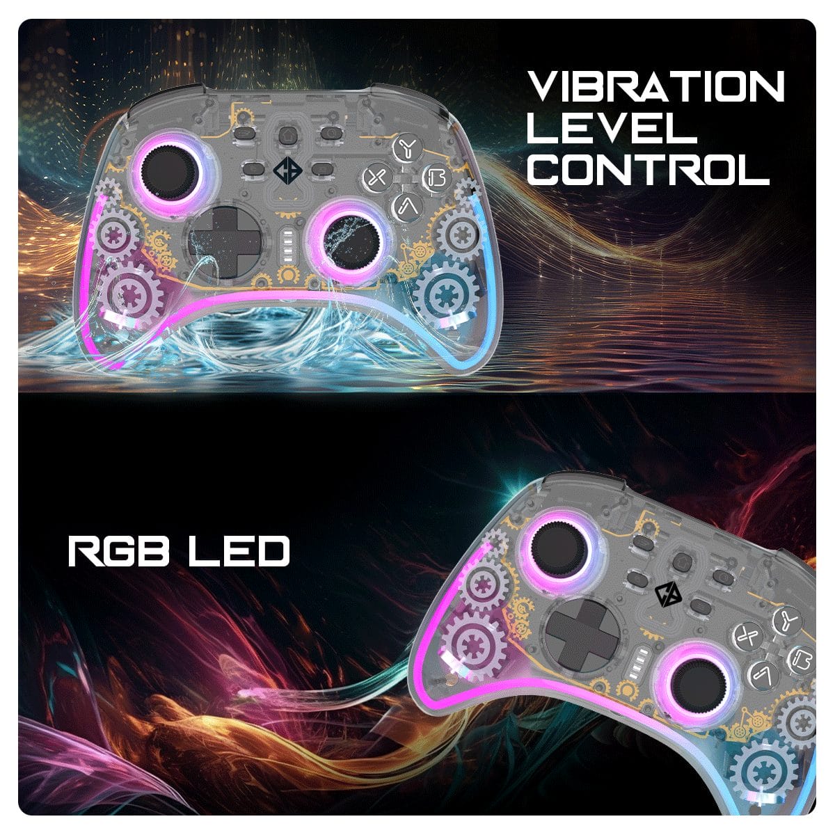 Cosmic Byte Stellaris Tri-Mode Wireless-Bluetooth-Wired Controller (Transparent) - Green Apple Compunet