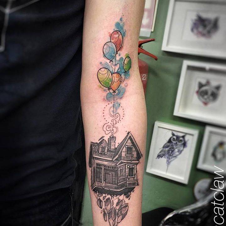 Up (Movie) Inspired Sketch Work Style Tattoo On The 720_x_720_jpg