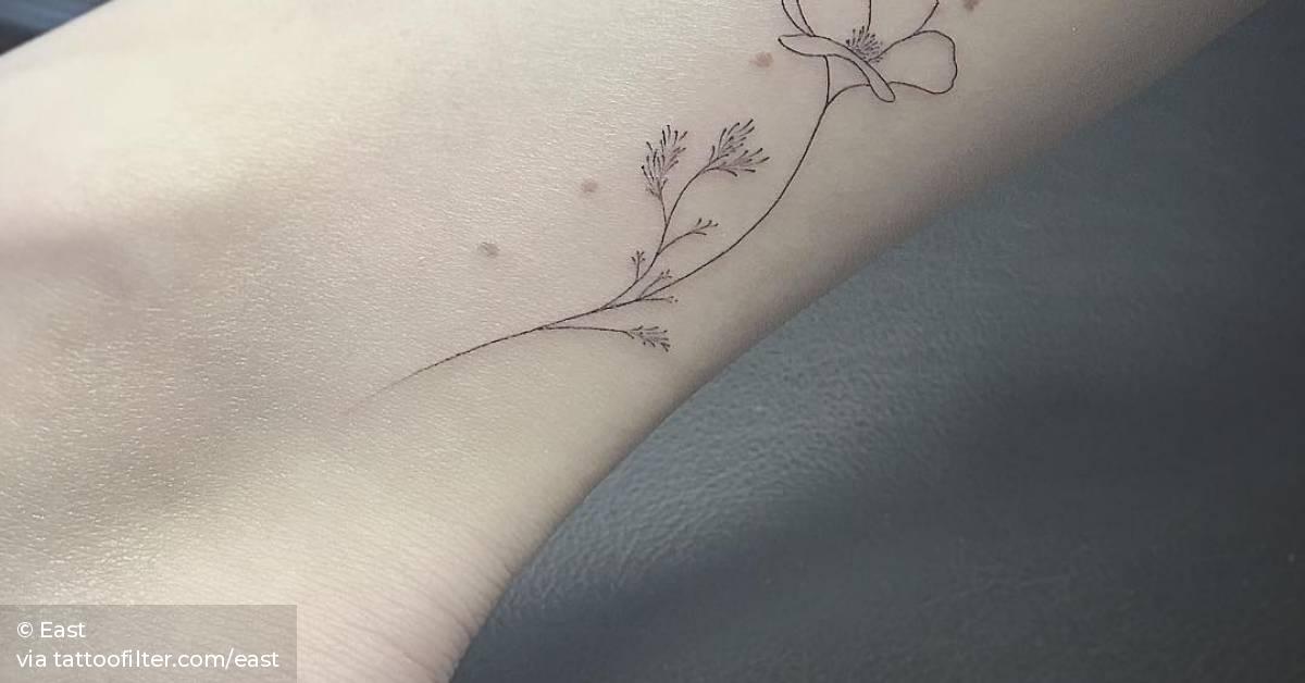 Most tattoos machines operate with a range of different needles, however in single needle . Fine line flower tattoo on the right inner ankle.