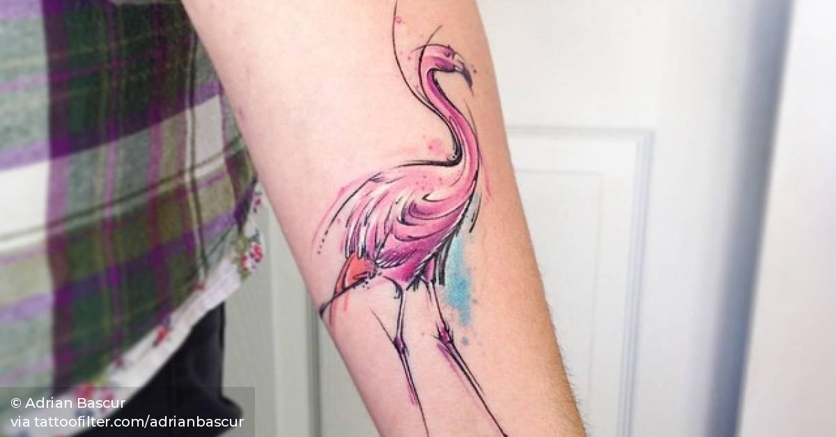 Flamingo Tattoo On The Forearm. 628_x_1200_jpg
