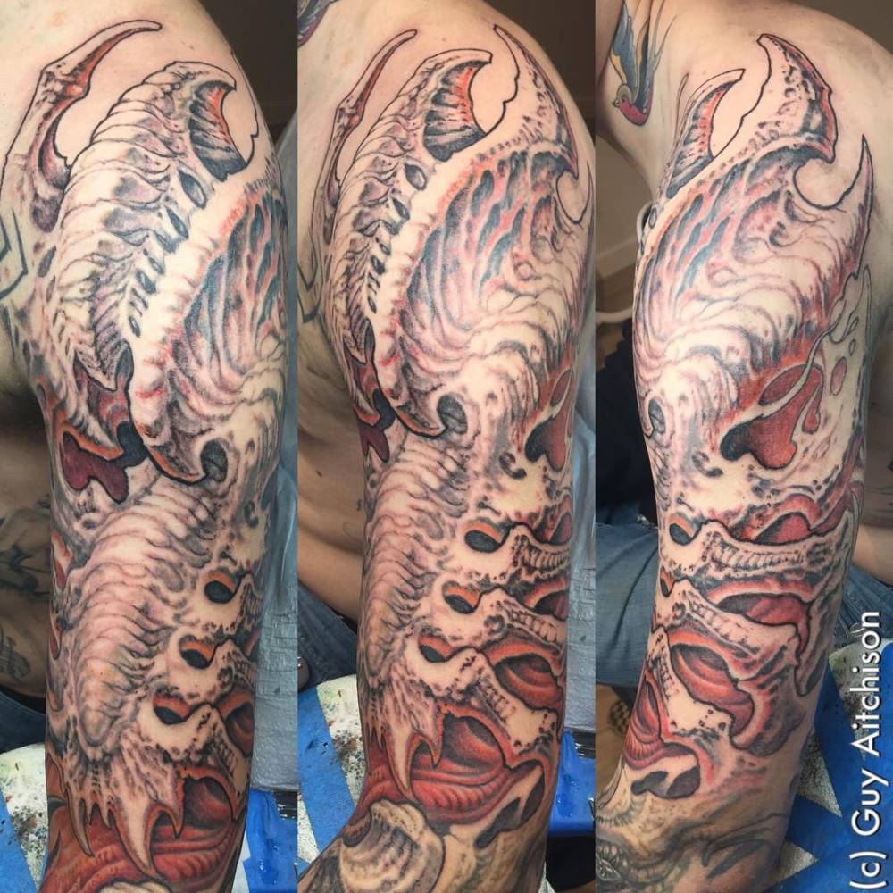 Fun Mutant Face Hugger Biomechanical Sleeve Tattoo. 1000_x_1000_jpg