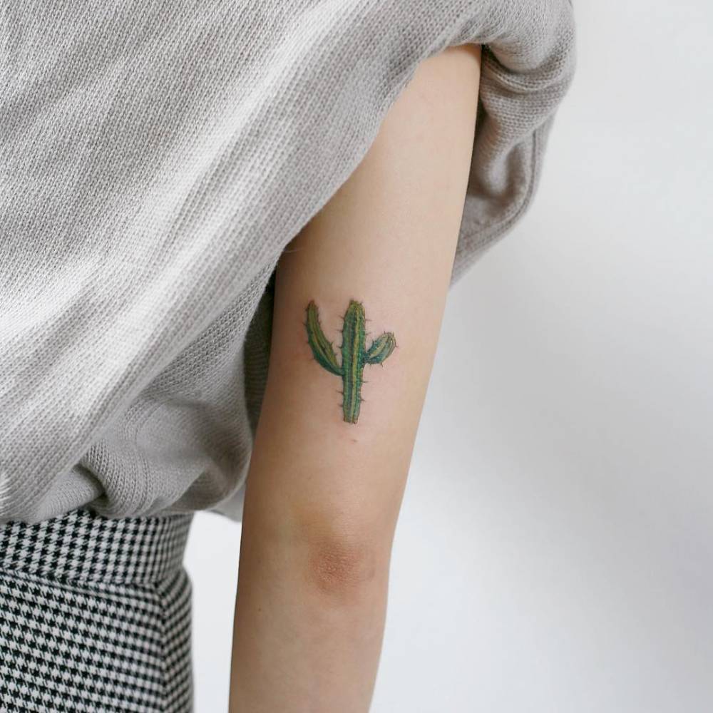 Cactus Tattoo On The Back Of The Right Arm. 1000_x_1000_jpg