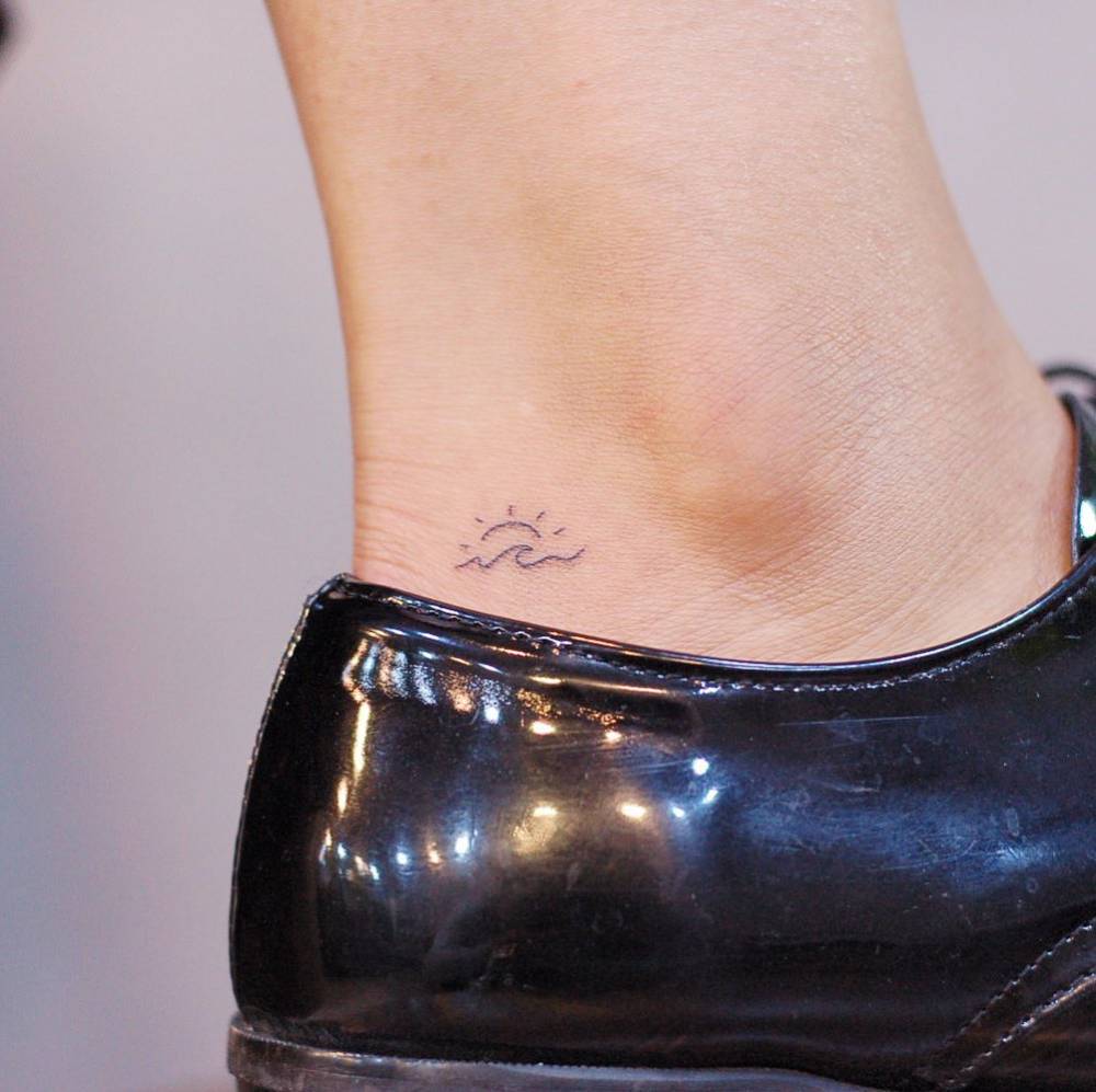Sun And Wave Tattoo On The Ankle. 997_x_1000_jpg