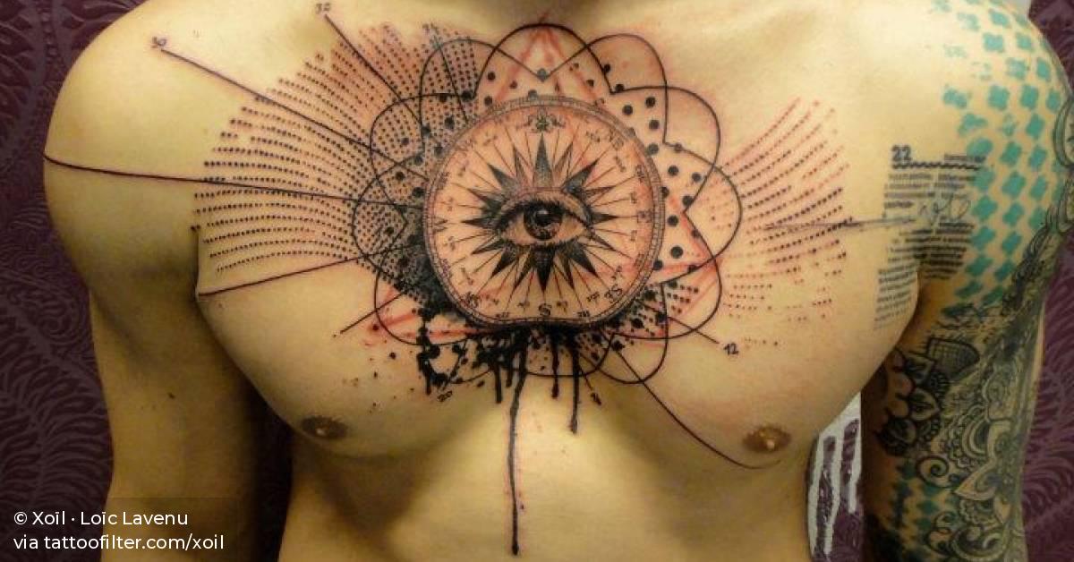 Graphic Style Eye Tattoo On The Chest. 628_x_1200_jpg