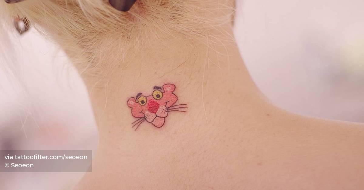 Pink Panther Tattoo On The Back If The Neck 628_x_1200_jpg