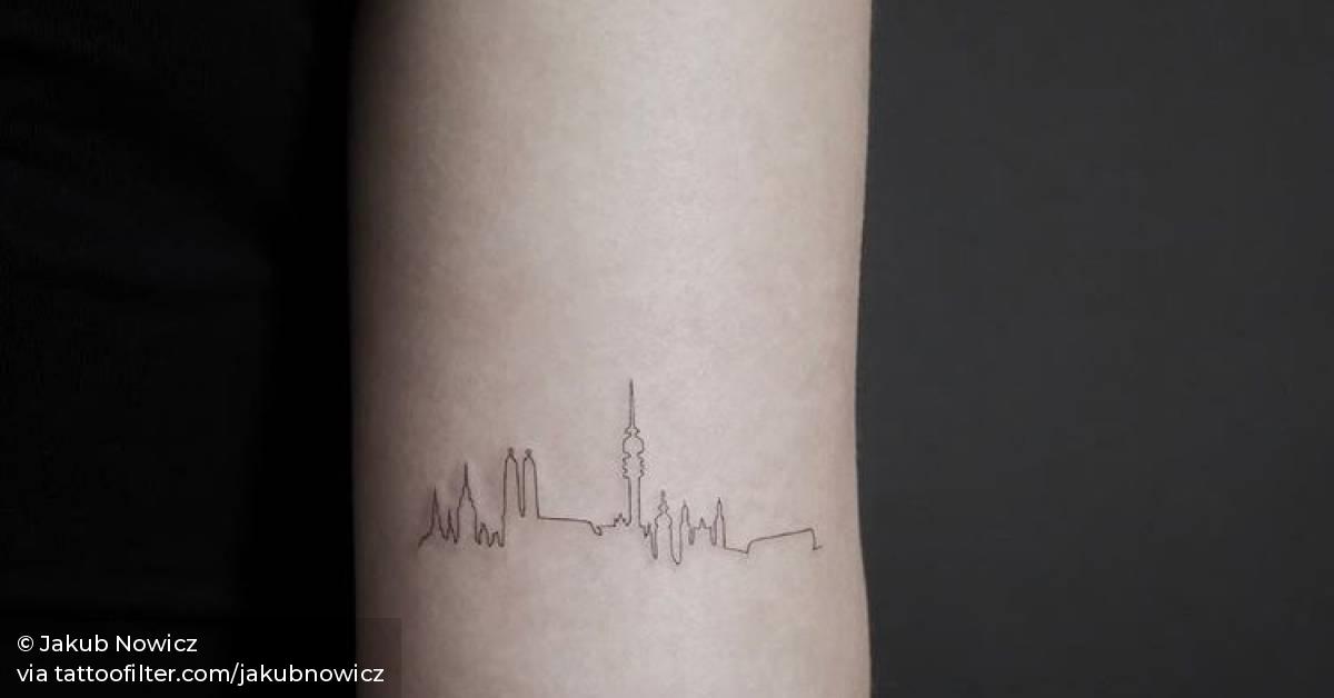 Fine Line Munich Skyline Tattoo On The Back Of The 628_x_1200_jpg