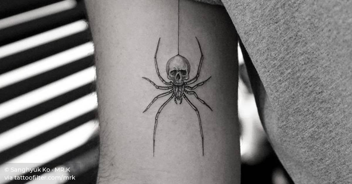 Spider Skull Tattoo On The Inner Arm. 628_x_1200_jpg