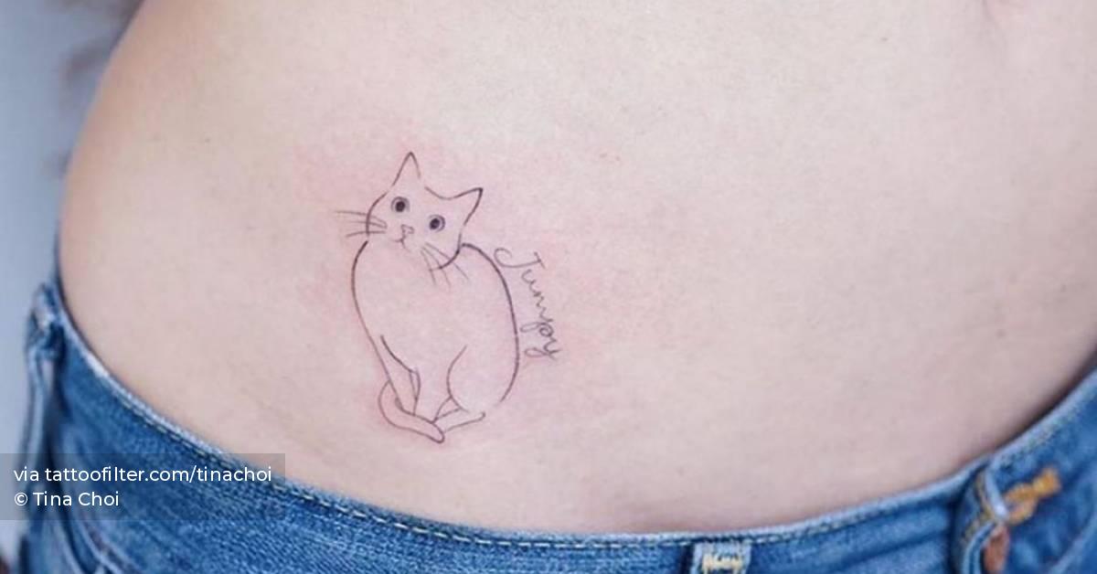 Minimalist Cat Tattoo On The Waist. 628_x_1200_jpg