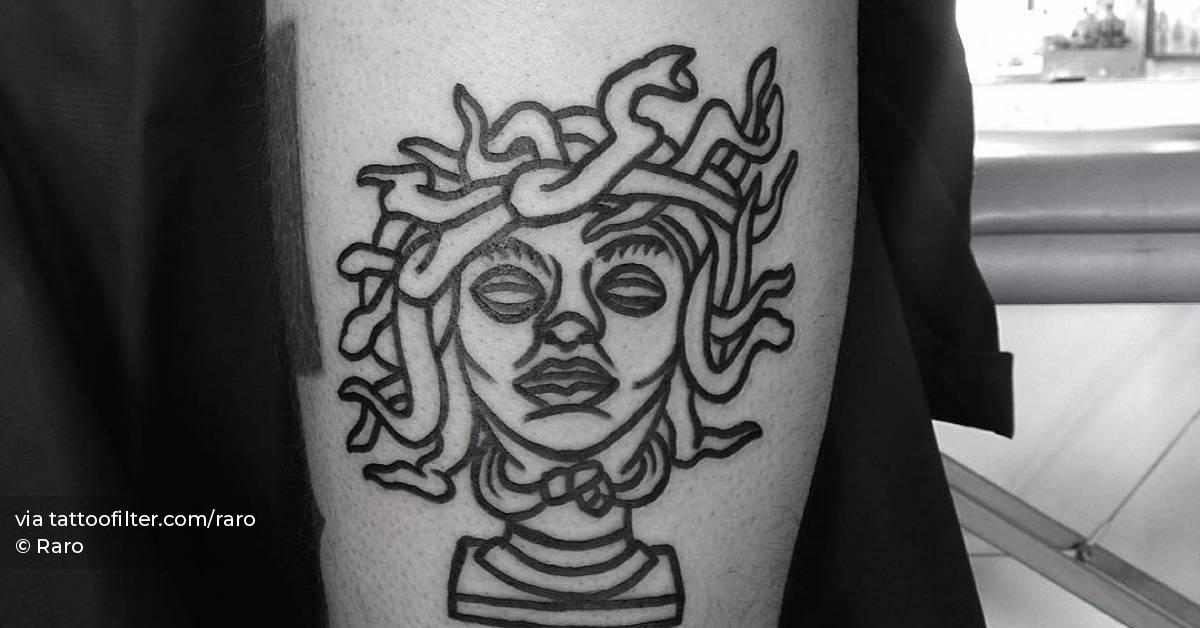 Line Art Medusa Tattoo On The Upper Arm. 628_x_1200_jpg