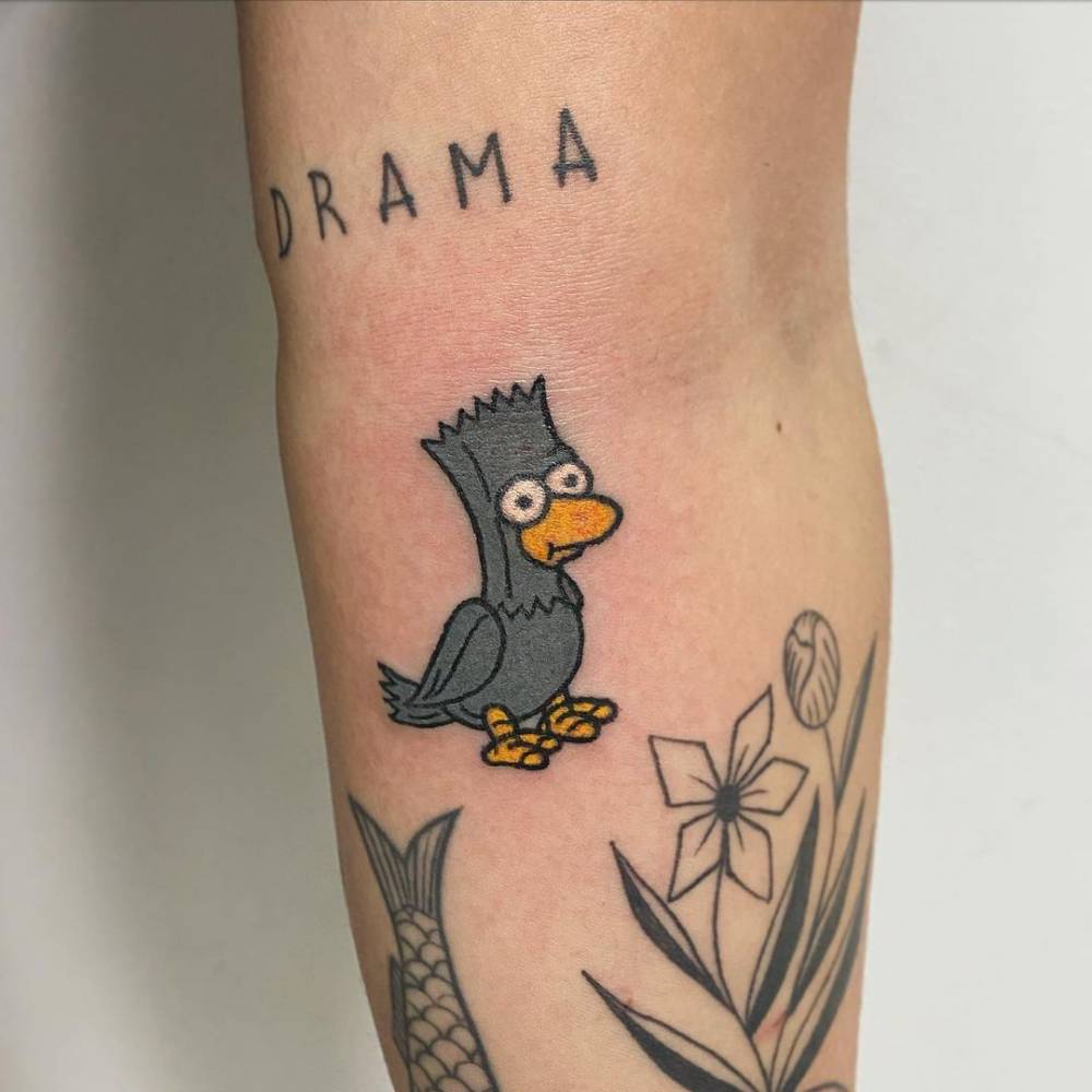 Hand Poked Crow Bart Simpson Tattoo On The Inner 1000_x_1000_jpg