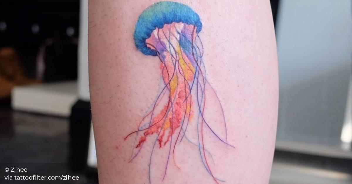 Jellyfish Tattoo On The Calf. 628_x_1200_jpg