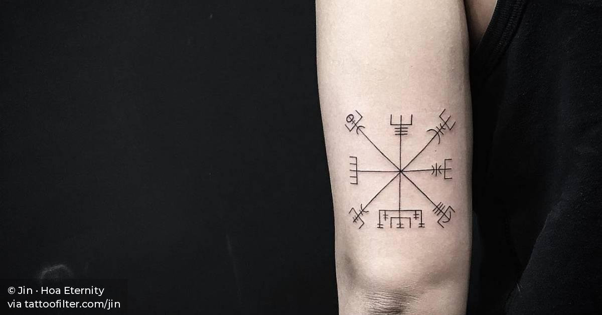 Vegvísir Tattoo On The Back Of The Left Arm. 628_x_1200_jpg