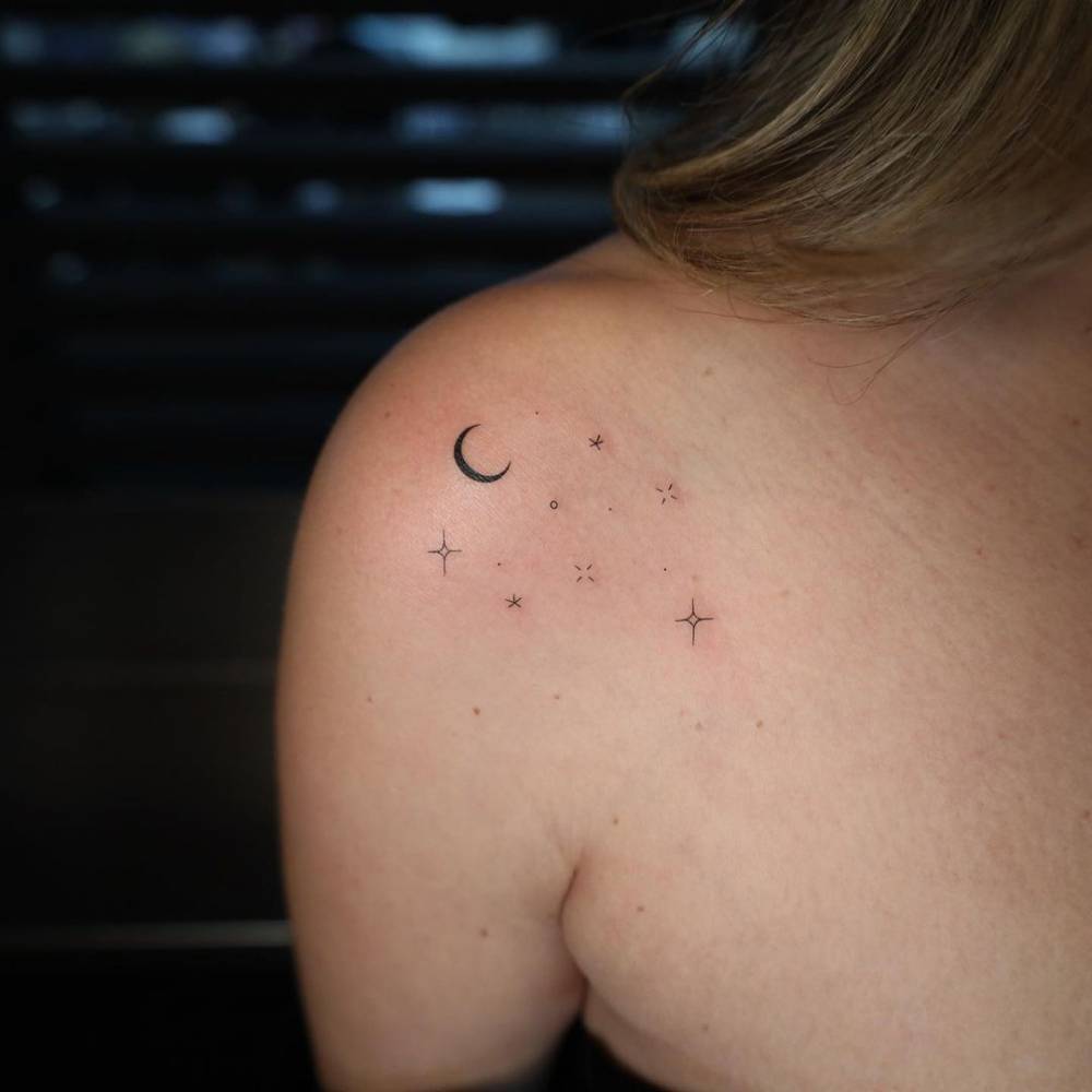 Minimalist Moon And Stars Tattoo Located On The 1000_x_1000_jpg
