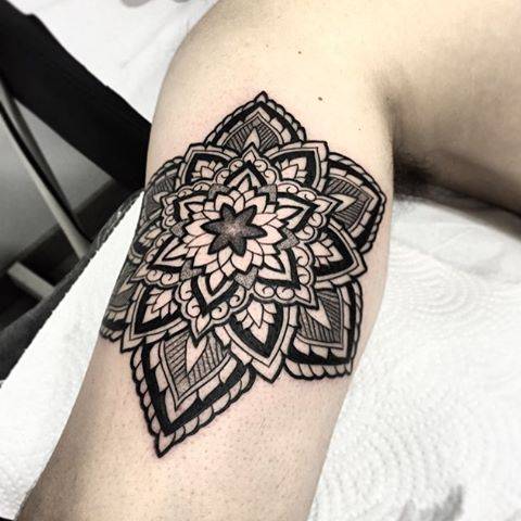 Ornamental Style Mandala Tattoo On The Right Inner Arm