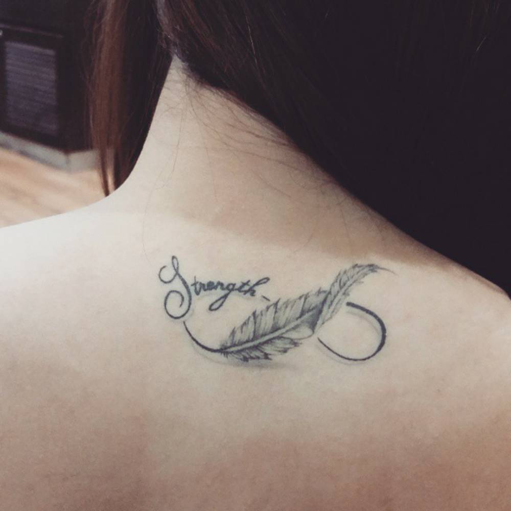 Infinity Symbol, A Feather And The Word Strength On 1000_x_1000_jpg